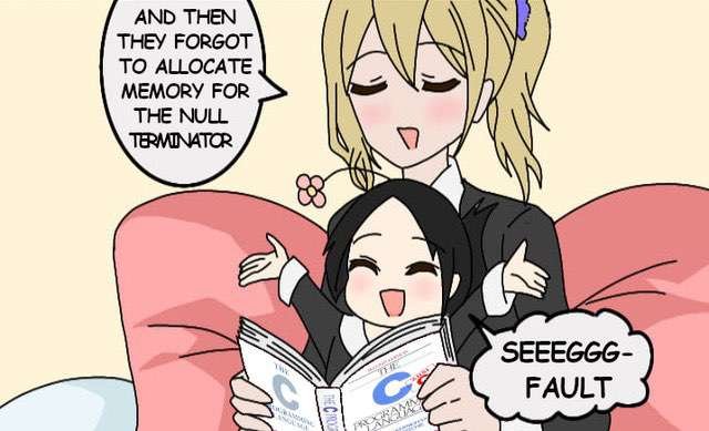 kaguya sama in moron mode pointing out a segfault